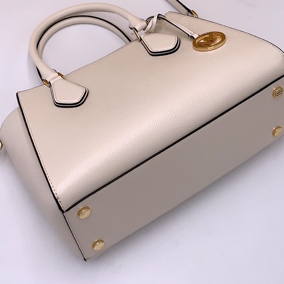 Michael Kors Daria Large Satchel Bag Leather Light Cream - Picture 15 of 16